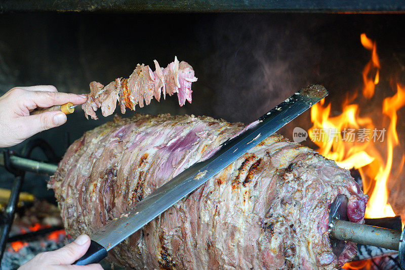 土耳其传统的羊肉串döner, erzurum